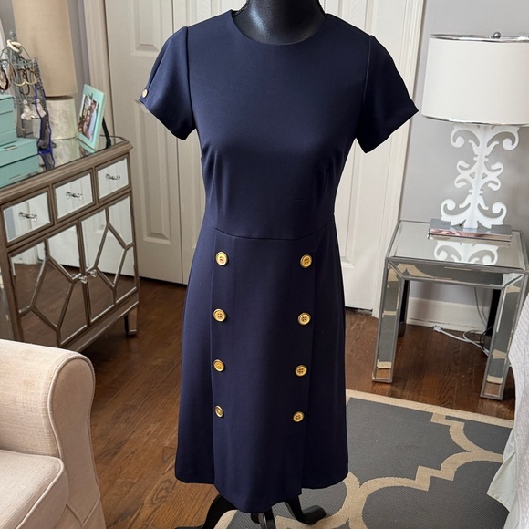 Shelby & Palmer Dresses & Skirts - Super Cute, Prim Not Proper Navy Blue Dress w/ Gold Buttons 6 ❤️